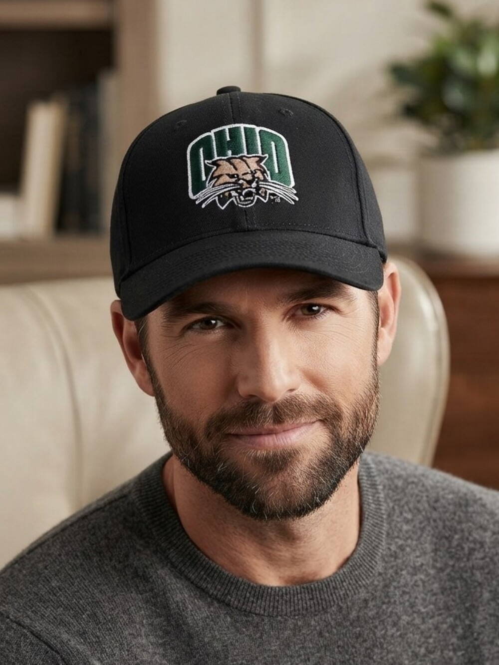 Ohio Bobcats Cap Mens One Size Black Embroidered Velcro Closure